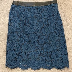 Brixon Ivy blue lace skirt lined straight skirt